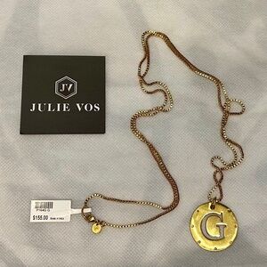 24K gold plated ‘G’ pendant necklace with 17.5 inch chain